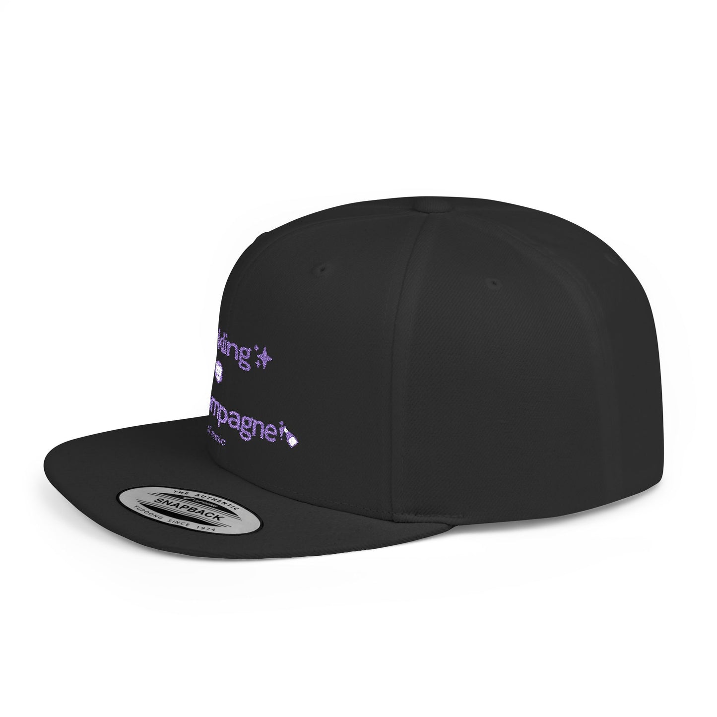 Sparkling Lion Champagne Flat Bill Snapback Hat - Stacked TBOM