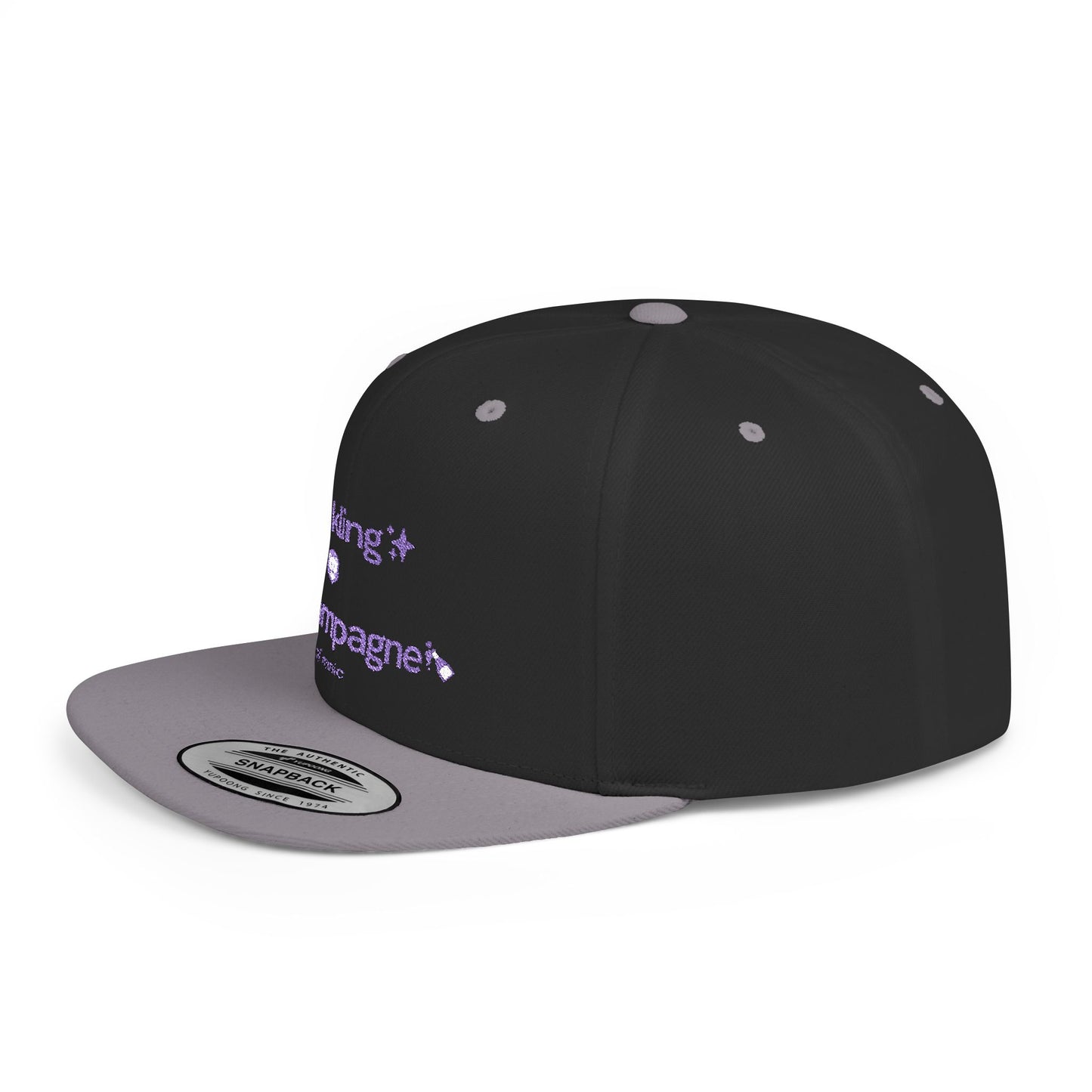 Sparkling Lion Champagne Flat Bill Snapback Hat - Stacked TBOM