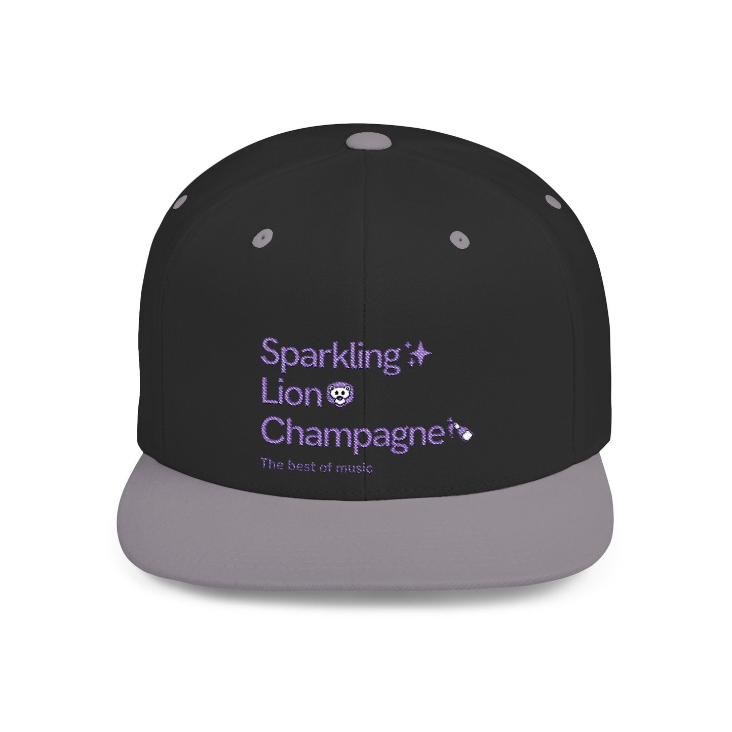 Sparkling Lion Champagne Flat Bill Snapback Hat - Stacked TBOM