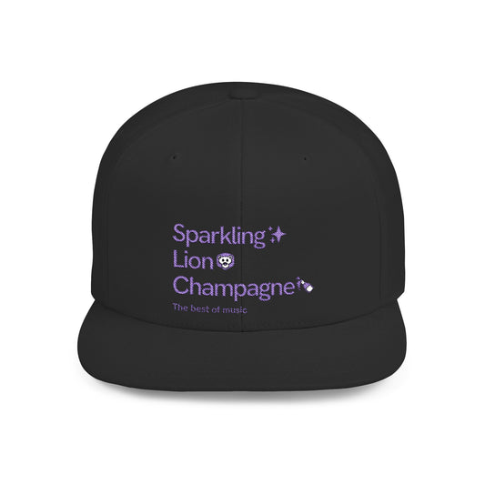 Sparkling Lion Champagne Flat Bill Snapback Hat - Stacked TBOM